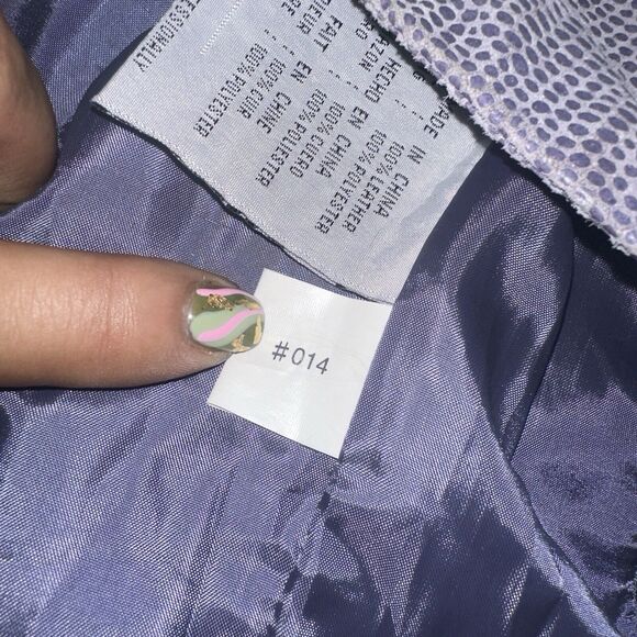 Colebrook & Co. Women's Purple Snake Print Leather Jacket Size Large - Picture 13 of 13